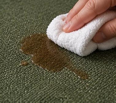 Illustration of spot cleaning fabric, not a performance demonstration