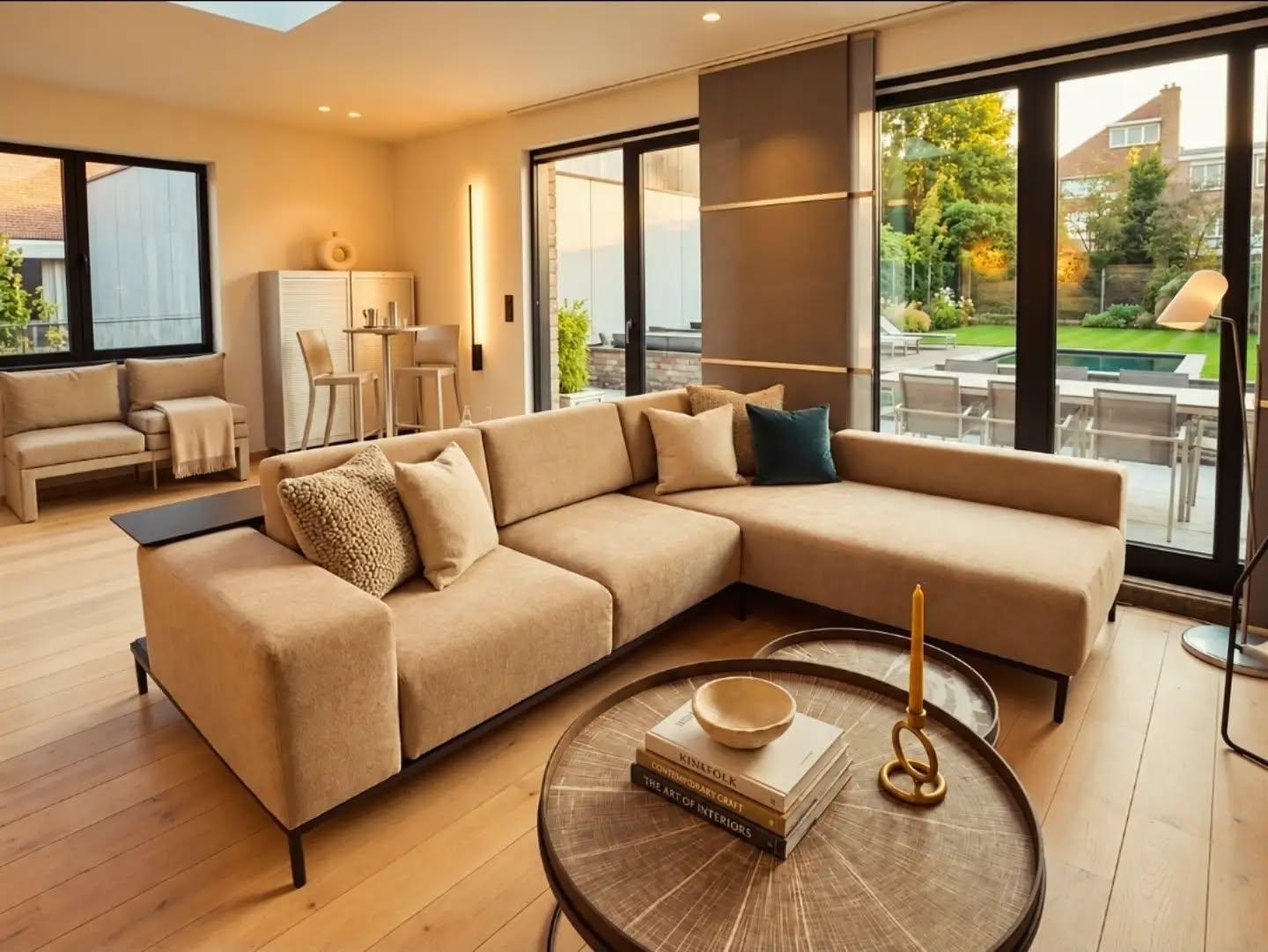 Sofa and furniture integrated into the living room