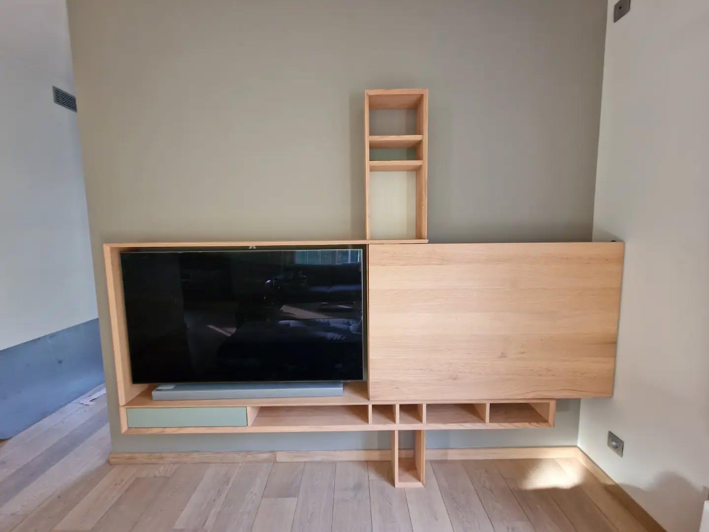 Television revealed after opening the panel