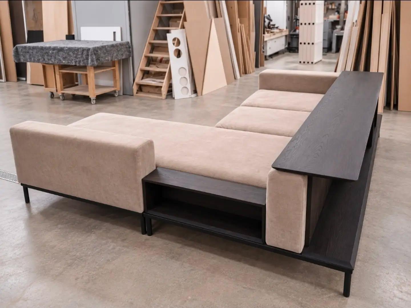 Sofa and upholstery in the workshop