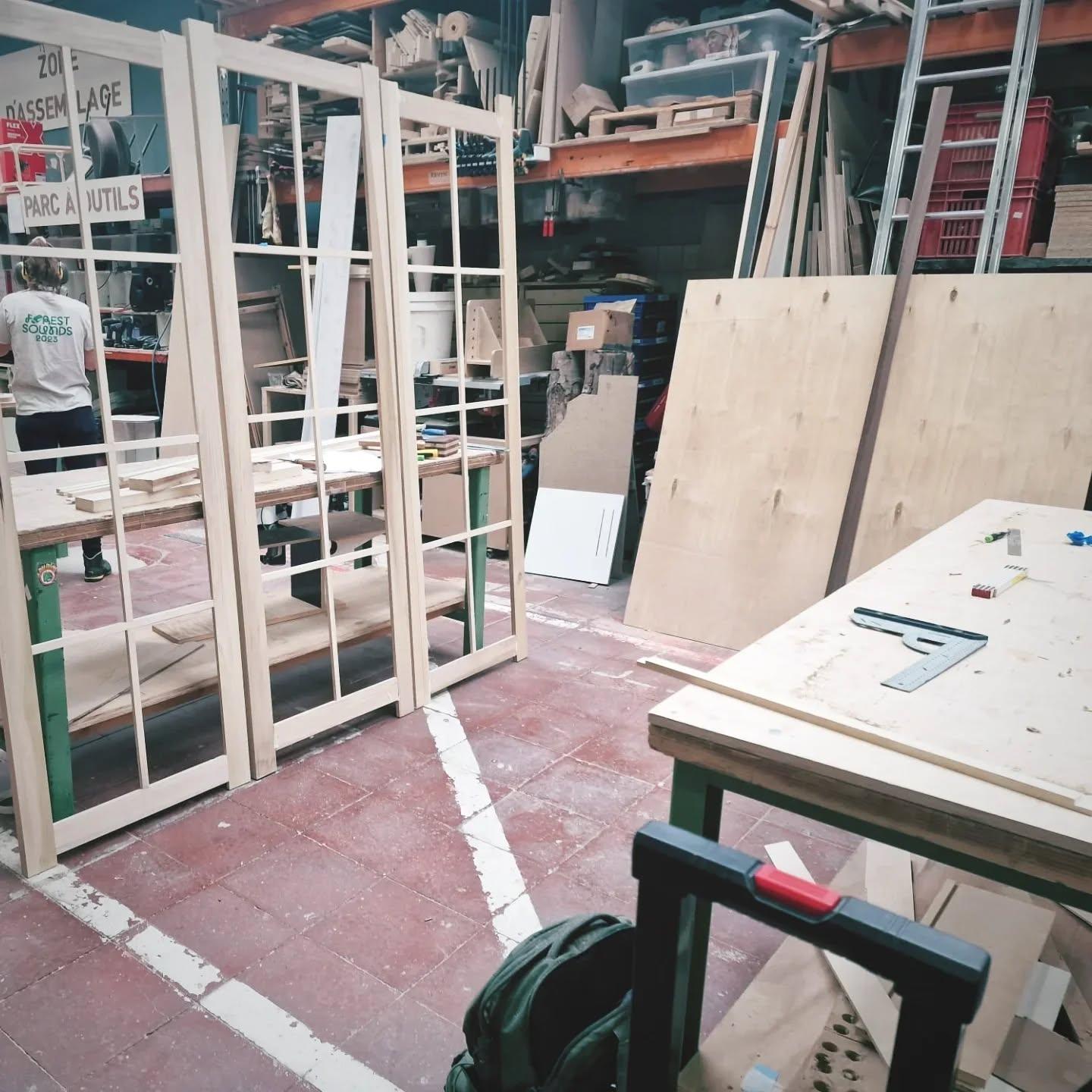 White double door in the workshop